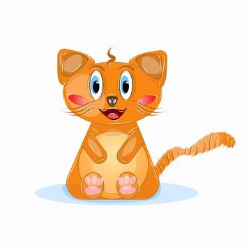Vector illustration of a hand drawn cartoon ginger kitten Illustrazione stock
