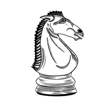 Vector illustration hand drawn chess knight,graphic ink style Stock Illustration