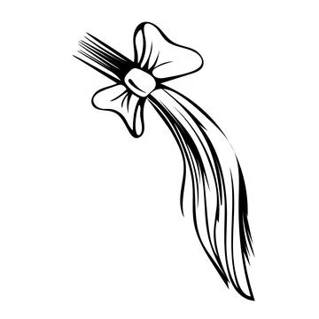 Vector illustration of hand-drawn curl cloak hair with a bow Stock Illustration