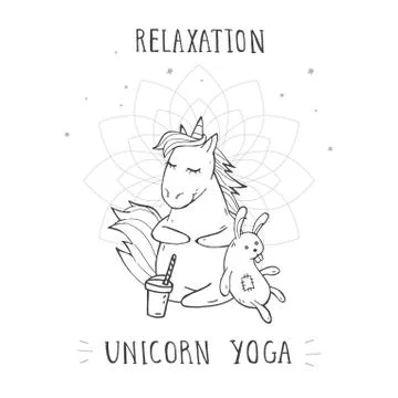 Vector illustration of hand drawn cute unicorn Stock Illustration