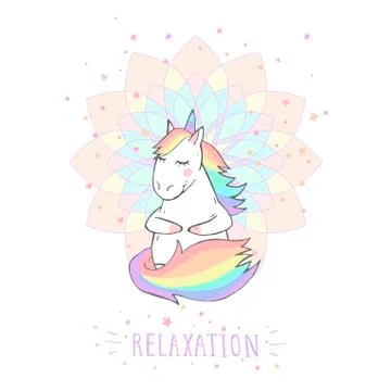 Vector illustration of hand drawn cute unicorn Stock Illustration