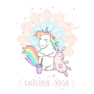 Vector illustration of hand drawn cute unicorn Stock Illustration