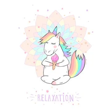 Vector illustration of hand drawn cute unicorn Stock Illustration