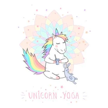 Vector illustration of hand drawn cute unicorn Stock Illustration
