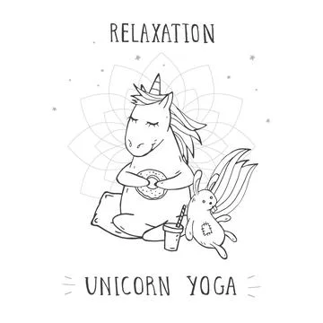 Vector illustration of hand drawn cute unicorn. Stock Illustration