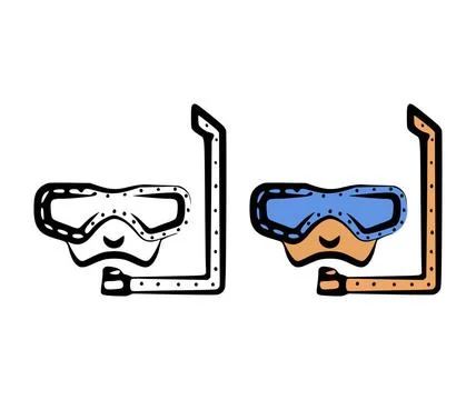  Vector illustration of a hand drawn diving mask on a white background Vec... Stock Photos