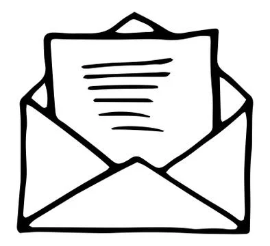 Vector illustration. Hand drawn doodle of opened envelope. Stock Illustration