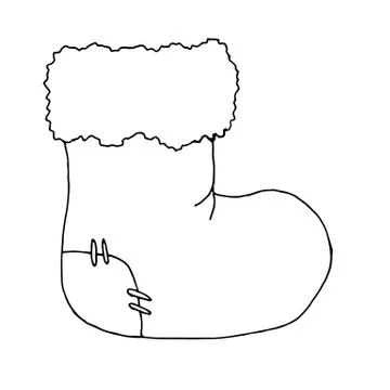Vector illustration. Hand drawn doodle of Christmas sock for gifts. Cartoon Stock Illustration