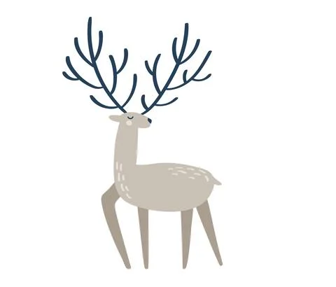 Vector illustration hand drawn doodle deer. linear minimalistic Christmas animal Stock-Illustration