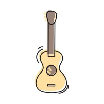 Vector illustration. Hand drawn doodle of classical guitar. String plucked mu Illustrazione stock