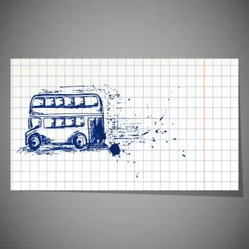 Vector illustration of a hand-drawn double-decker bus Stock Illustration