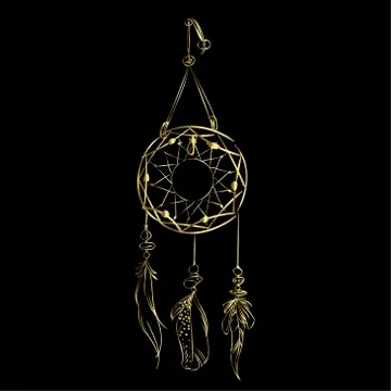 Vector illustration with hand drawn dream catcher isolated on a black  Stock Illustration