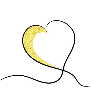 Vector illustration of hand drawn heart black and gold color. Stock Illustration