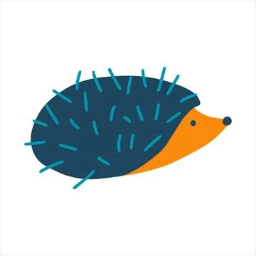 Vector illustration of hand drawn hedgehog in cartoon childish style for baby Stock Illustration