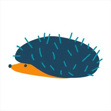 Vector illustration of hand drawn hedgehog in cartoon childish style for baby Stock Illustration