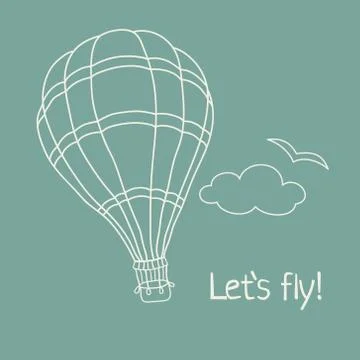 Vector illustration of hand drawn hot air balloon Stock Illustration