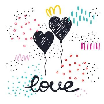 Vector illustration with hand-drawn lettering. love Stock Illustration