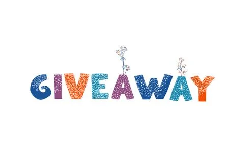 Vector illustration with hand-drawn lettering. Giveaway Stock Illustration