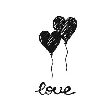Vector illustration with hand-drawn lettering. love Illustrazione stock