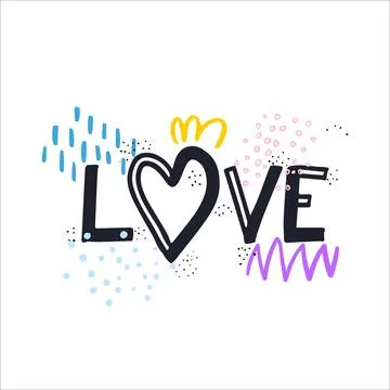 Vector illustration with hand-drawn lettering. love Stock Illustration