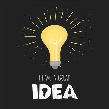 Vector illustration with hand drawn light bulb and lettering I have a great i Stock Illustration