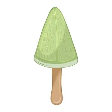 Vector illustration of hand-drawn lime ice cream on a stick. Stock Illustration