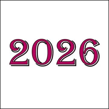 Vector illustration of hand drawn New Year s inscription 2026 on white backgr Stock Illustration