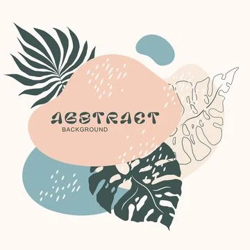 Vector illustration with hand drawn plants and abstract shapes isolated on .. Stock Illustration
