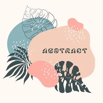 Vector illustration with hand drawn plants and abstract shapes isolated on .. Stock Illustration