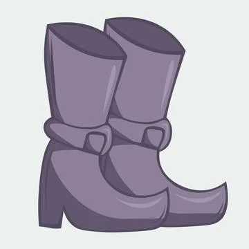Vector illustration of hand-drawn purple witch boots. Stock Illustration