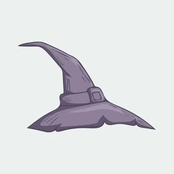 Vector illustration of a hand-drawn purple witch hat. Stock Illustration