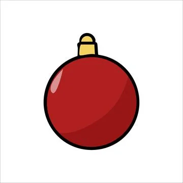 Vector illustration of hand drawn red Christmas tree ball on white background Stock Illustration