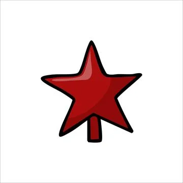 Vector illustration of hand drawn red Christmas tree star on white background Stock Illustration