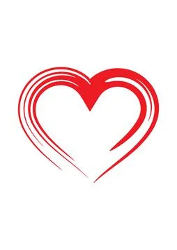 Vector Illustration: Hand-Drawn Red Heart with Dynamic Brushstroke Style on Whit Stock Illustration