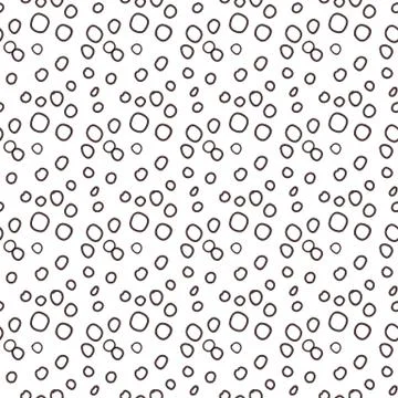 Vector illustration of hand drawn seamless pattern. Black dots isolated on wh Illustrazione stock