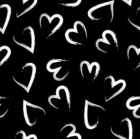 Vector illustration. Hand drawn seamless pattern of hearts. Stock Illustration