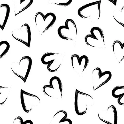 Vector illustration. Hand drawn seamless pattern of hearts. Stock Illustration