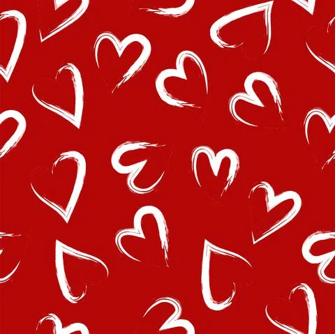 Vector illustration. Hand drawn seamless pattern of hearts. Stock Illustration