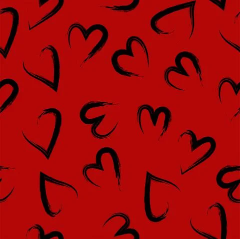 Vector illustration. Hand drawn seamless pattern of hearts. Illustrazione stock