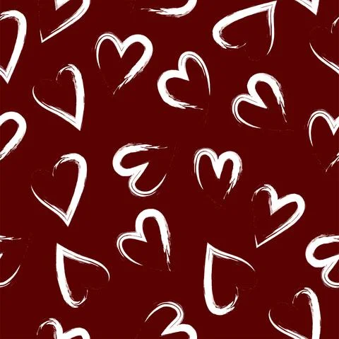 Vector illustration. Hand drawn seamless pattern of hearts. 스톡 일러스트
