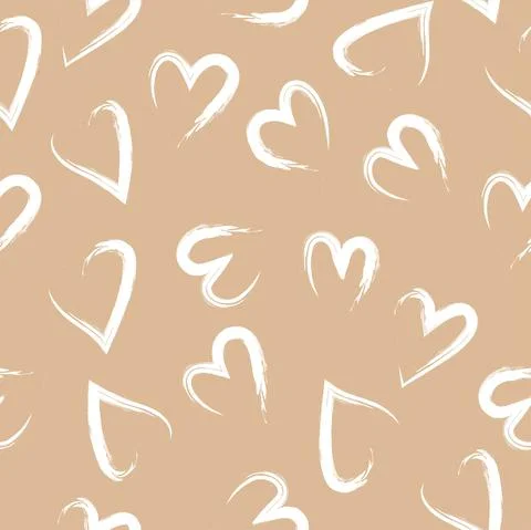 Vector illustration. Hand drawn seamless pattern of hearts. Stock Illustration
