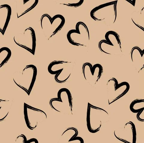 Vector illustration. Hand drawn seamless pattern of hearts. Illustrazione stock