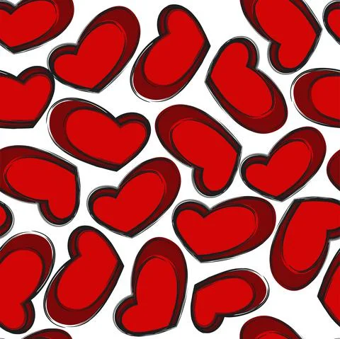 Vector illustration. Hand drawn seamless pattern of hearts. Stock Illustration