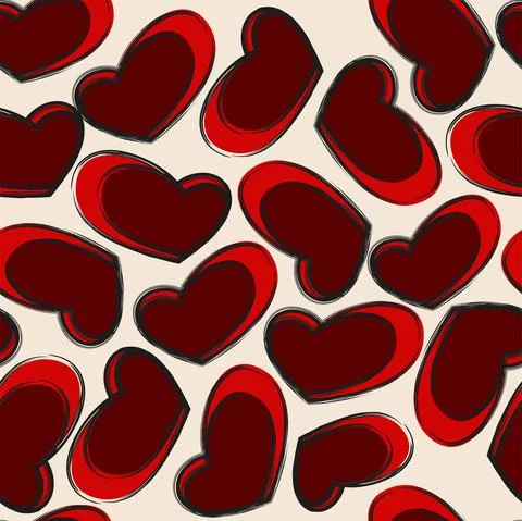 Vector illustration. Hand drawn seamless pattern of hearts. 스톡 일러스트