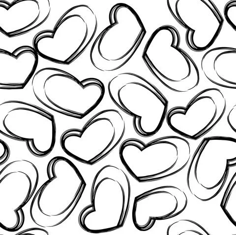 Vector illustration. Hand drawn seamless pattern of hearts. 스톡 일러스트