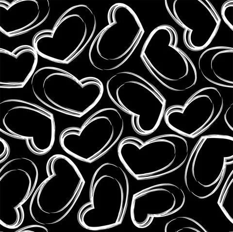 Vector illustration. Hand drawn seamless pattern of hearts. Stock Illustration