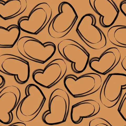 Vector illustration. Hand drawn seamless pattern of hearts. Stock Illustration