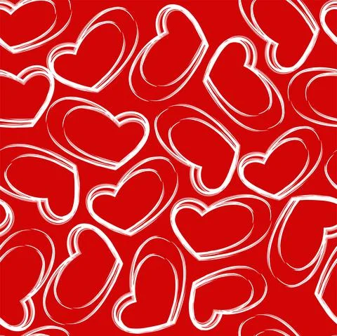 Vector illustration. Hand drawn seamless pattern of hearts. Stock Illustration