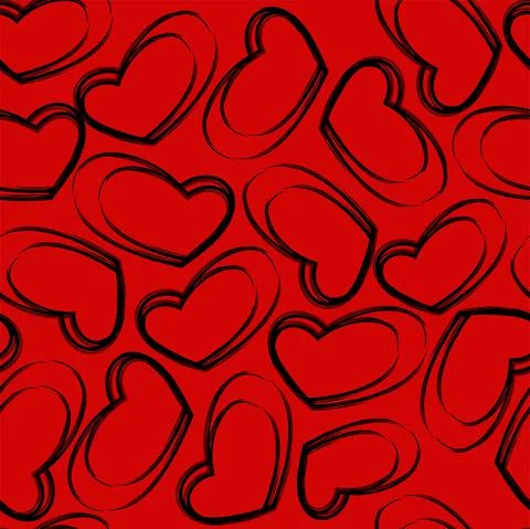 Vector illustration. Hand drawn seamless pattern of hearts. Stock Illustration