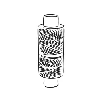 Vector illustration of hand drawn spool with thread. spool of thread vector s Illustrazione stock